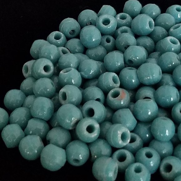 108+ Turquoise & Green Ceramic BEADS LOT Round 6 mm NEW bundle set - Picture 3 of 8